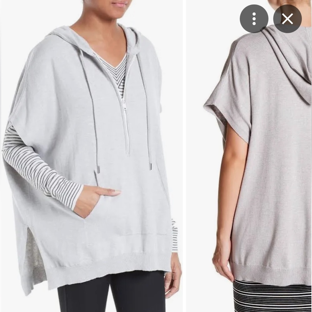 ATM Anthony Thomas Mellilo Hooded Poncho Sweater Half Zip Heater grey XS/S